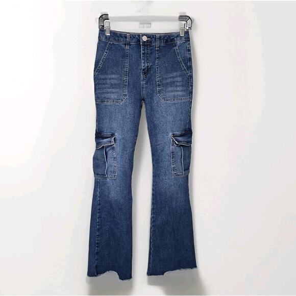 banjara Y2K Wide Leg Mid-Rise Vintage Cargo Skater Jeans Size 5/26 - Picture 1 of 9